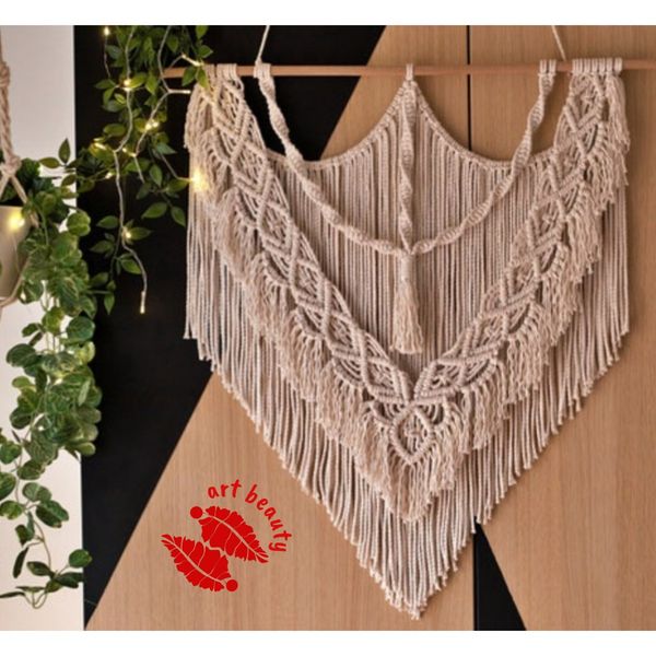 دیوارکوب آویز مکرومه بافی طرح پنگوین