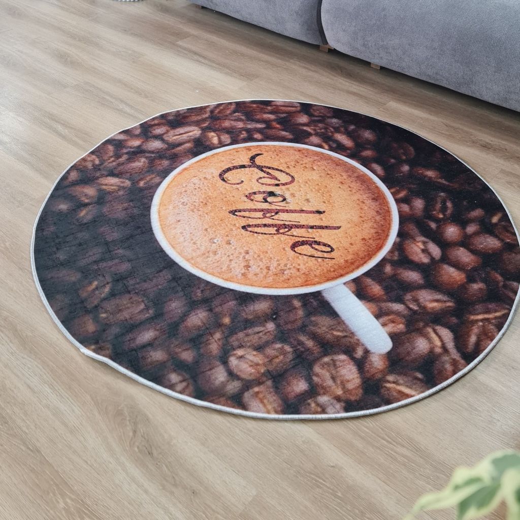 خرید اینترنتی فرشینه مخمل هازان گرد طرح قهوه ( پس کرایه)