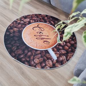 خرید آنلاین فرشینه مخمل هازان گرد طرح قهوه ( پس کرایه)