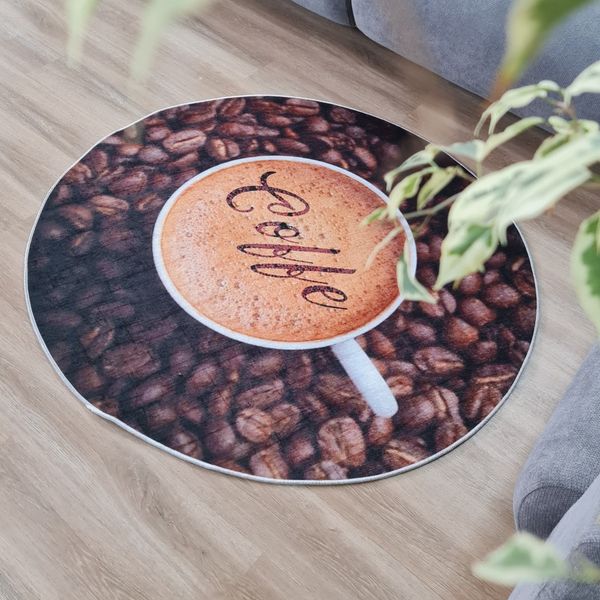 فرشینه مخمل هازان گرد طرح قهوه ( پس کرایه)