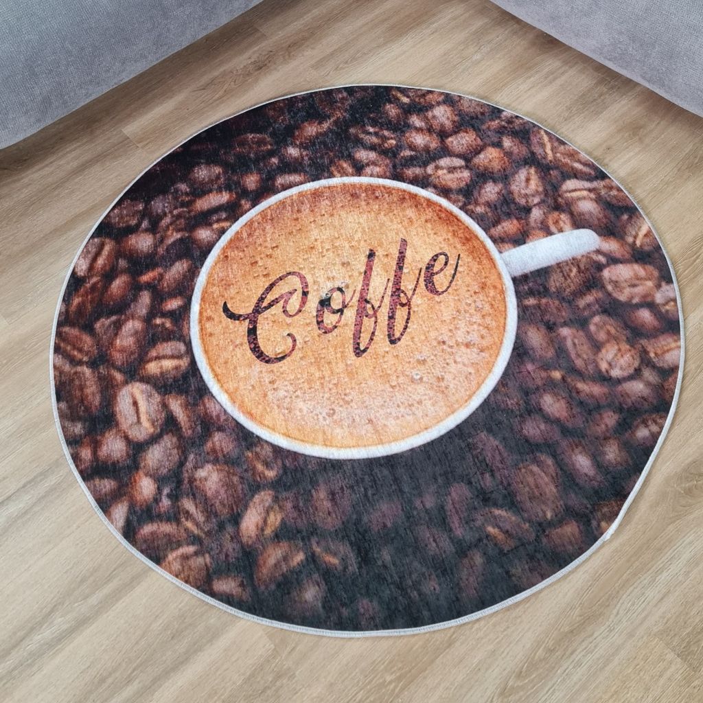 مشخصات فرشینه مخمل هازان گرد طرح قهوه ( پس کرایه)