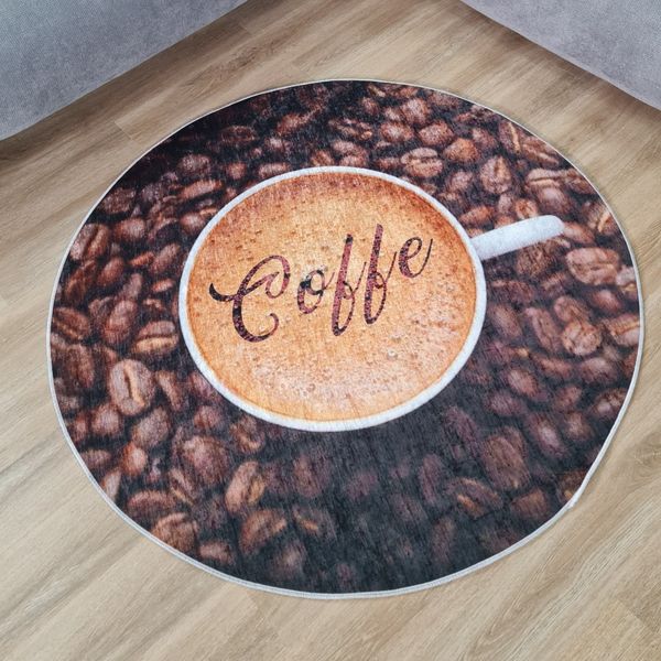 فرشینه مخمل هازان گرد طرح قهوه ( پس کرایه)