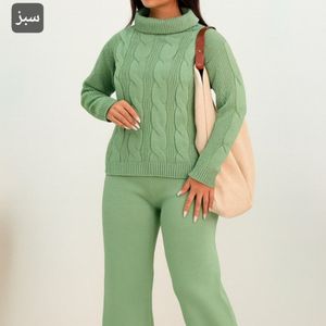 خرید آنلاین ست بافت  زنانه طرح یقه شل مارپیچی