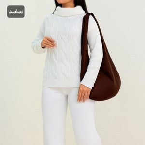 خرید آنلاین ست بافت  زنانه طرح یقه شل مارپیچی