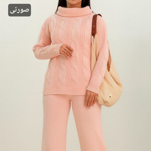 ست بافت  زنانه طرح یقه شل مارپیچی