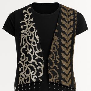 جلیقه سوزن دوزی و پولک دوزی شده پایین ریشه دار