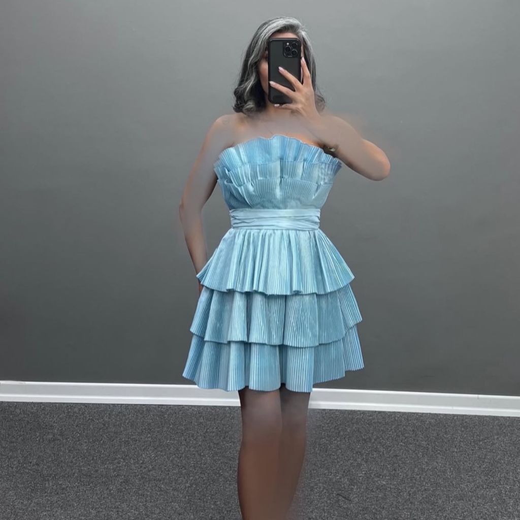 خرید اینترنتی پیراهن عروسکی پلیسه طبقه ای پرنسسی مجلسی زنانه