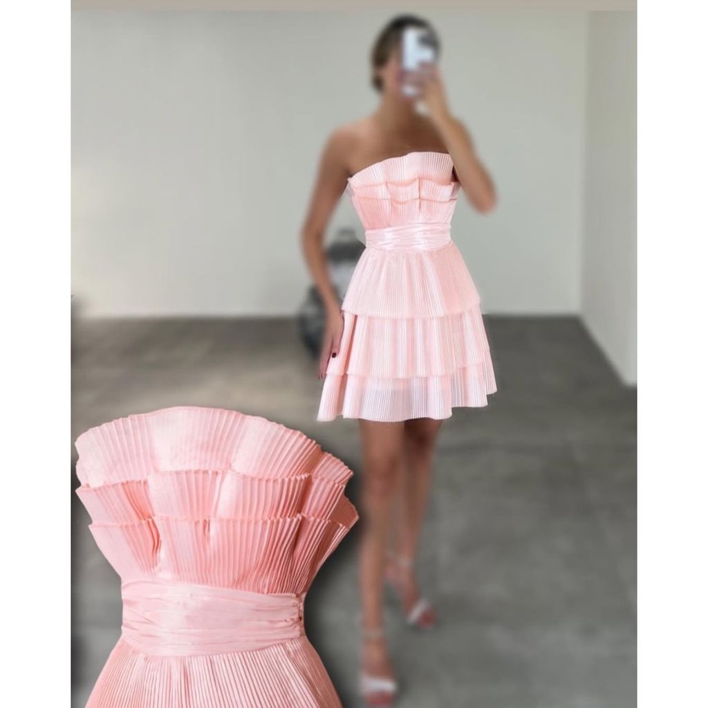 خرید اینترنتی پیراهن عروسکی پلیسه طبقه ای پرنسسی مجلسی زنانه