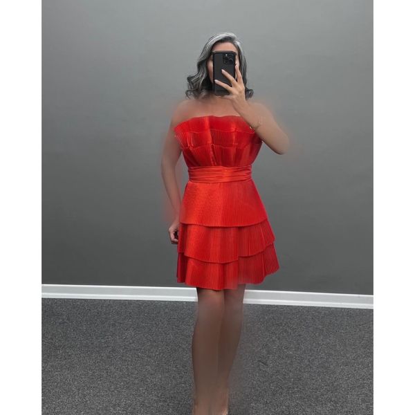 پیراهن مجلسی میدی دکلته پلیسه عروسکی پلیسه طبقه ای پرنسسی مجلسی زنانه