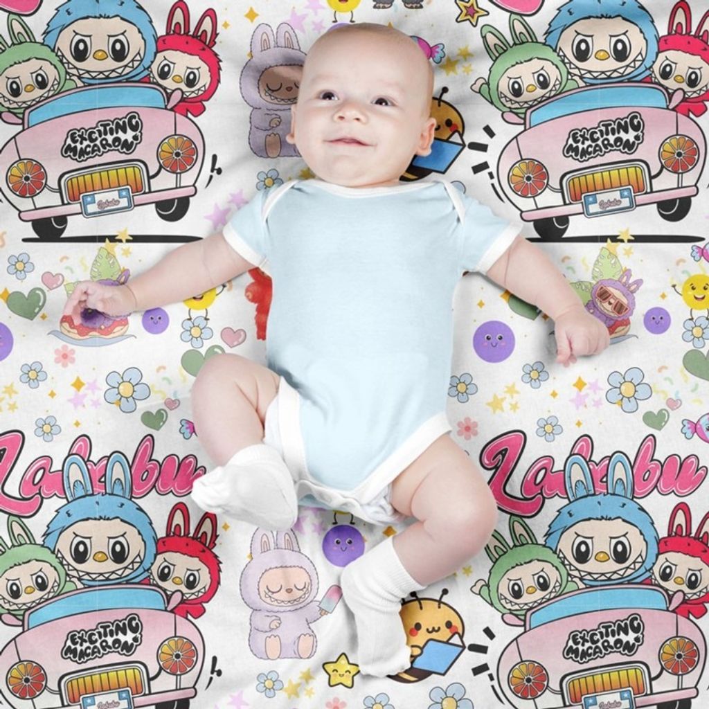 خرید انلاین پارچه مخمل روبالشی پارچه باما طرح لبوبو کد 5014686