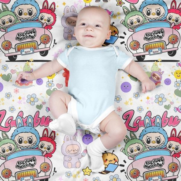 پارچه مخمل روبالشی پارچه باما طرح لبوبو کد 5014686