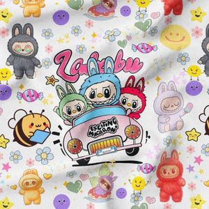 پارچه مخمل روبالشی پارچه باما طرح لبوبو کد 5014686