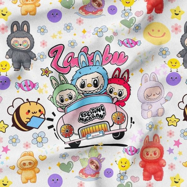 پارچه مخمل روبالشی پارچه باما طرح لبوبو کد 5014686