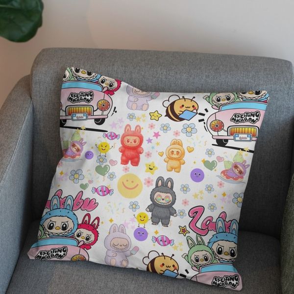 پارچه مخمل روبالشی پارچه باما طرح لبوبو کد 5014686