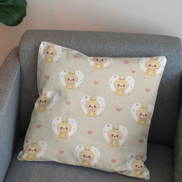 پارچه مخمل روبالشی پارچه باما طرح لبوبو کد 5014687