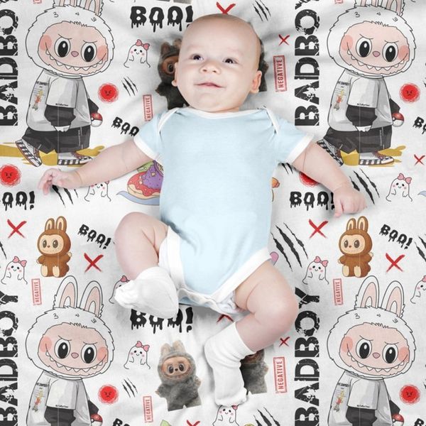 پارچه مخمل روبالشی پارچه باما طرح لبوبو کد 5014688