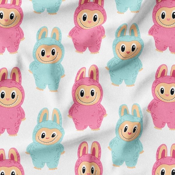 پارچه مخمل روبالشی پارچه باما طرح لبوبو کد 5014690