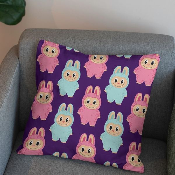 پارچه مخمل روبالشی پارچه باما طرح لبوبو کد 5014691