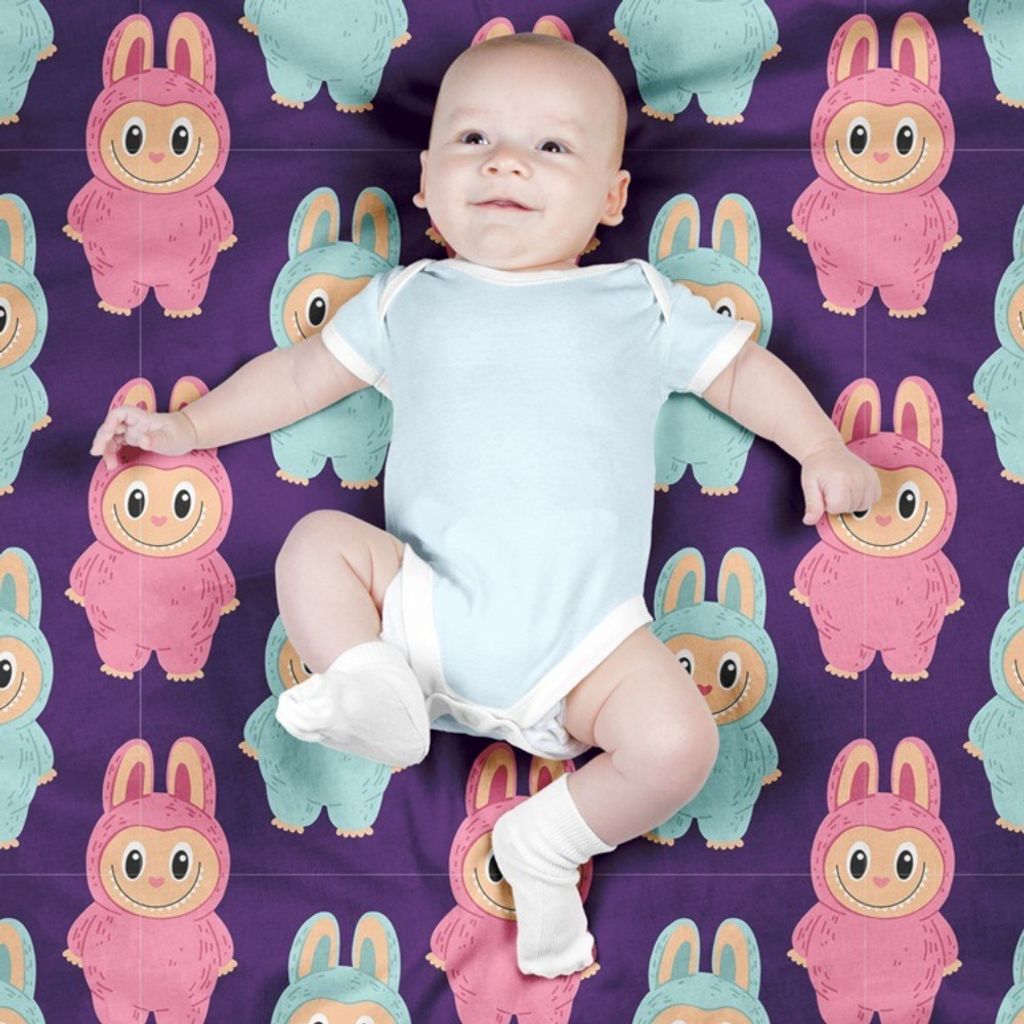 قیمت پارچه مخمل روبالشی پارچه باما طرح لبوبو کد 5014691