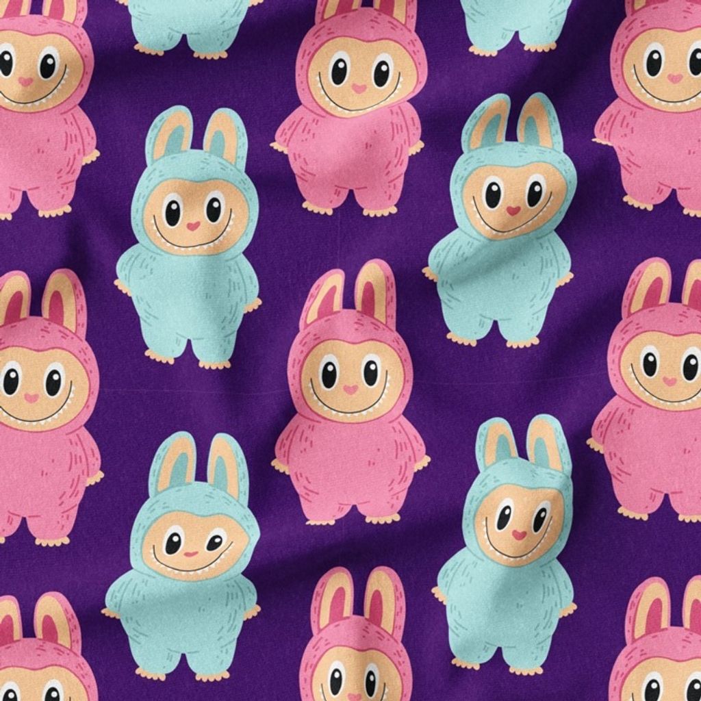 فروش اینترنتی پارچه مخمل روبالشی پارچه باما طرح لبوبو کد 5014691