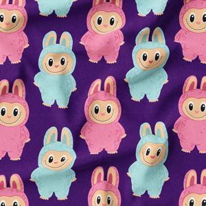 پارچه مخمل روبالشی پارچه باما طرح لبوبو کد 5014691