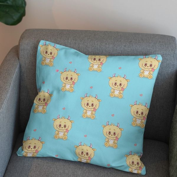 پارچه مخمل روبالشی پارچه باما طرح لبوبو کد 5014693