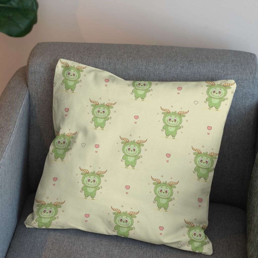 قیمت ارزان پارچه مخمل روبالشی پارچه باما طرح لبوبو کد 5014694