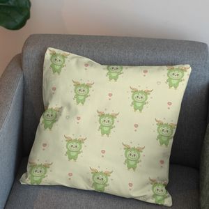 قیمت ارزان پارچه مخمل روبالشی پارچه باما طرح لبوبو کد 5014694