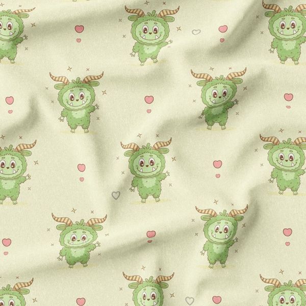 پارچه مخمل روبالشی پارچه باما طرح لبوبو کد 5014694