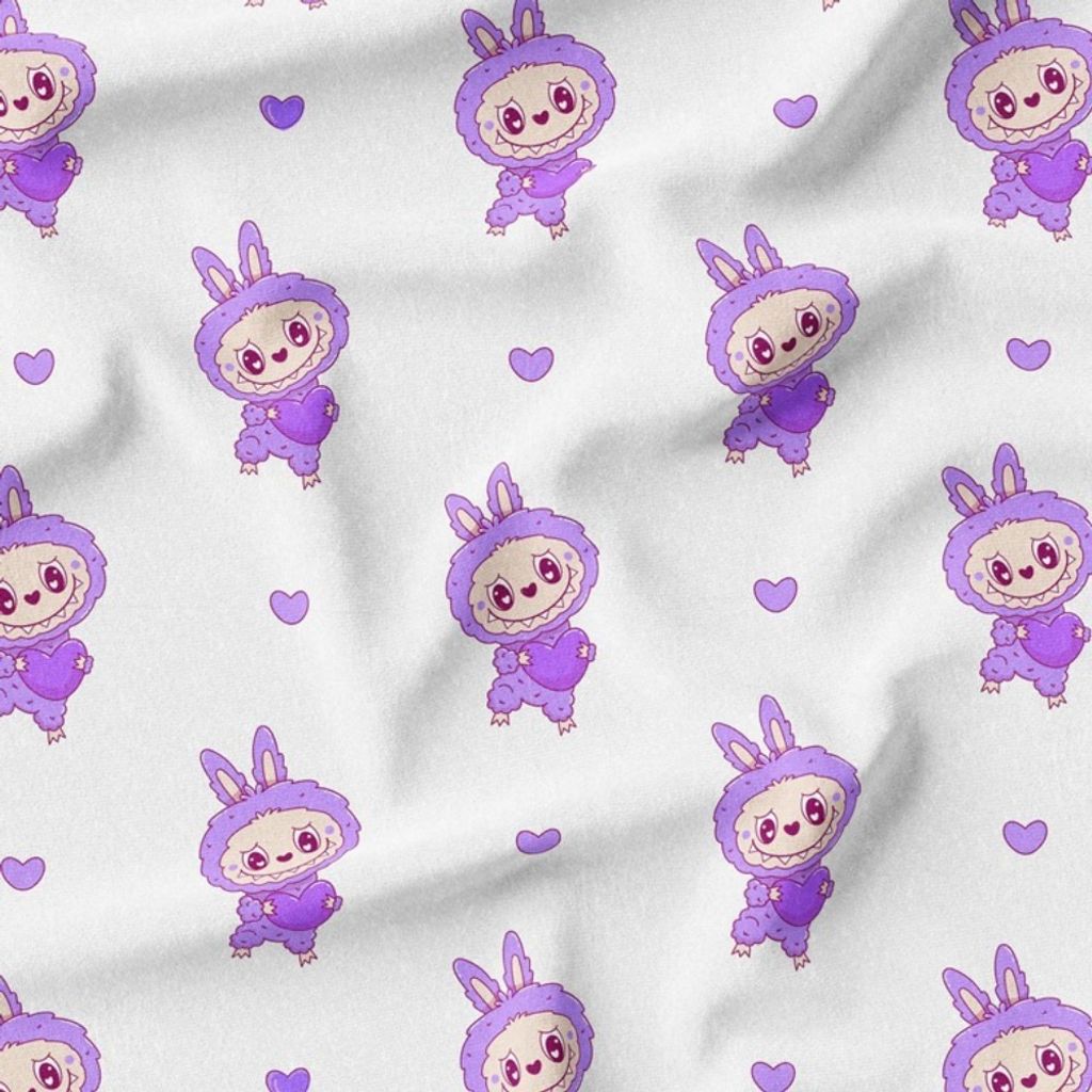 خرید اینترنتی پارچه مخمل روبالشی پارچه باما طرح لبوبو کد 5014695