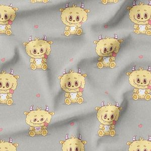 پارچه مخمل روبالشی پارچه باما طرح لبوبو کد 5014696