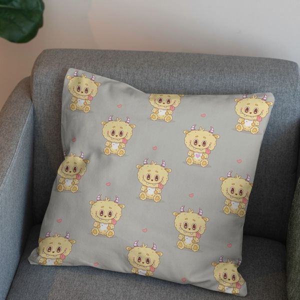 پارچه مخمل روبالشی پارچه باما طرح لبوبو کد 5014696