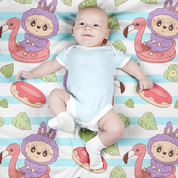 پارچه مخمل روبالشی پارچه باما طرح لبوبو کد 5014697