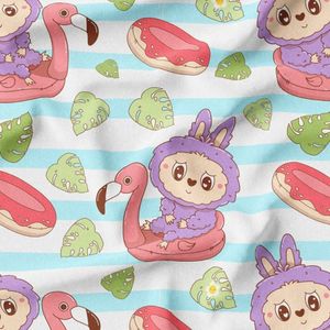 پارچه مخمل روبالشی پارچه باما طرح لبوبو کد 5014697