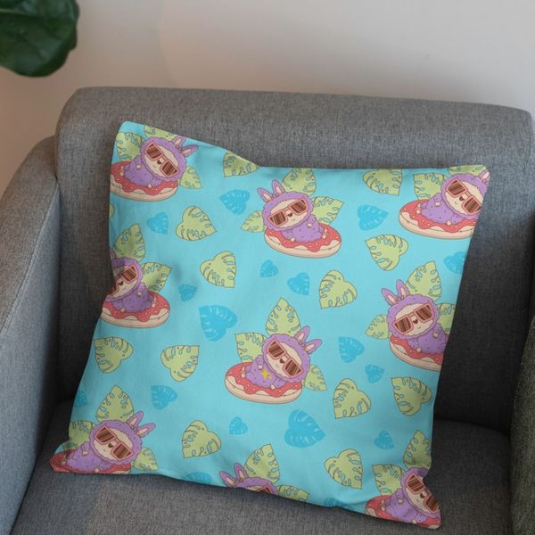 پارچه مخمل روبالشی پارچه باما طرح لبوبو کد 5014698