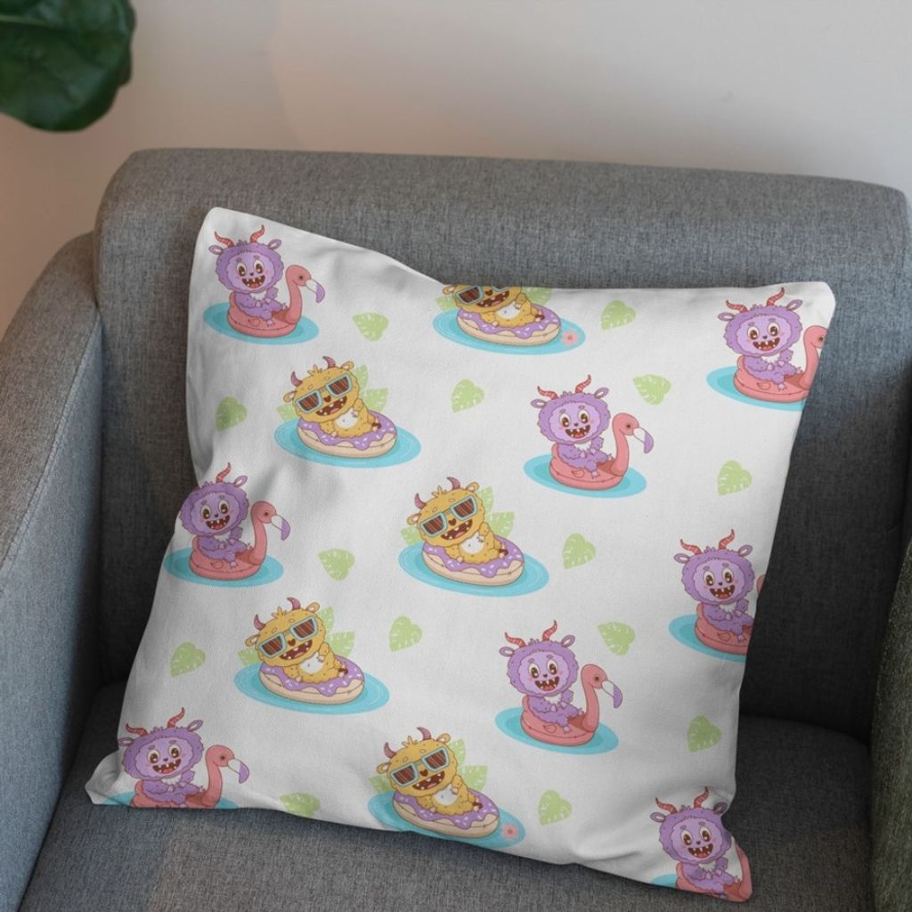 خرید اینترنتی پارچه مخمل روبالشی پارچه باما طرح لبوبو کد 5014699