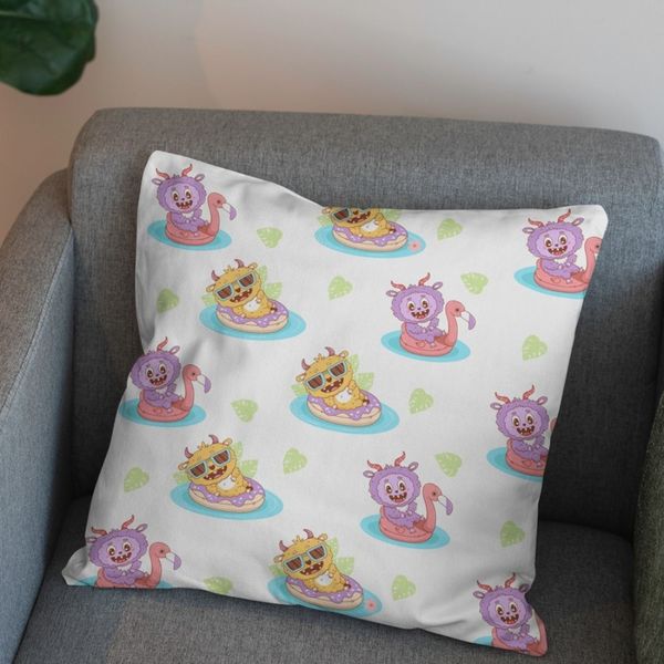 پارچه مخمل روبالشی پارچه باما طرح لبوبو کد 5014699