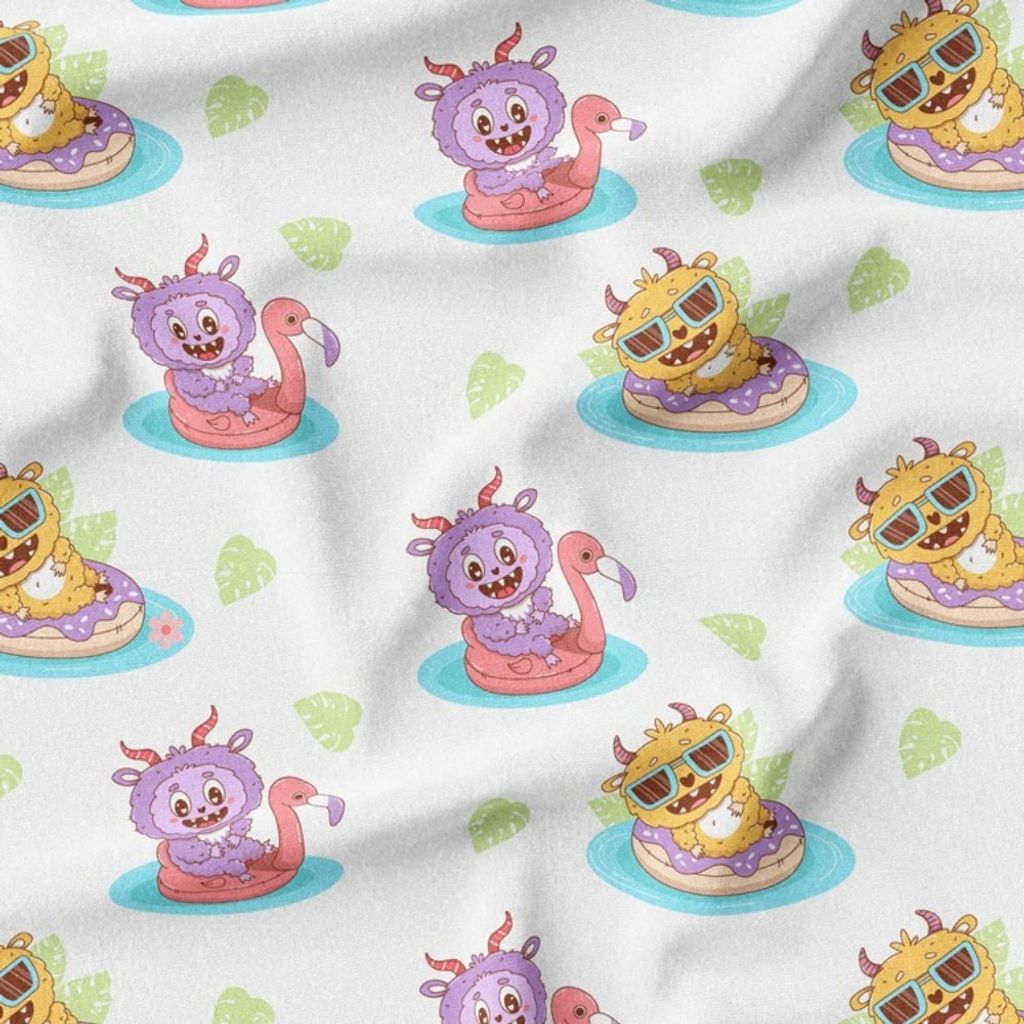 خرید اینترنتی پارچه مخمل روبالشی پارچه باما طرح لبوبو کد 5014699