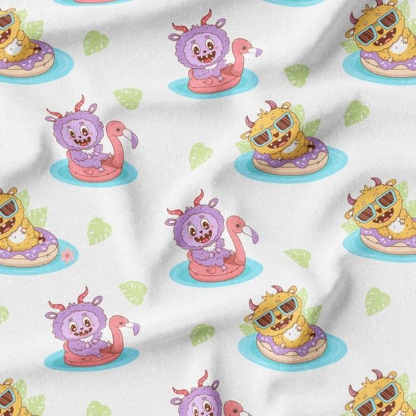 پارچه مخمل روبالشی پارچه باما طرح لبوبو کد 5014699