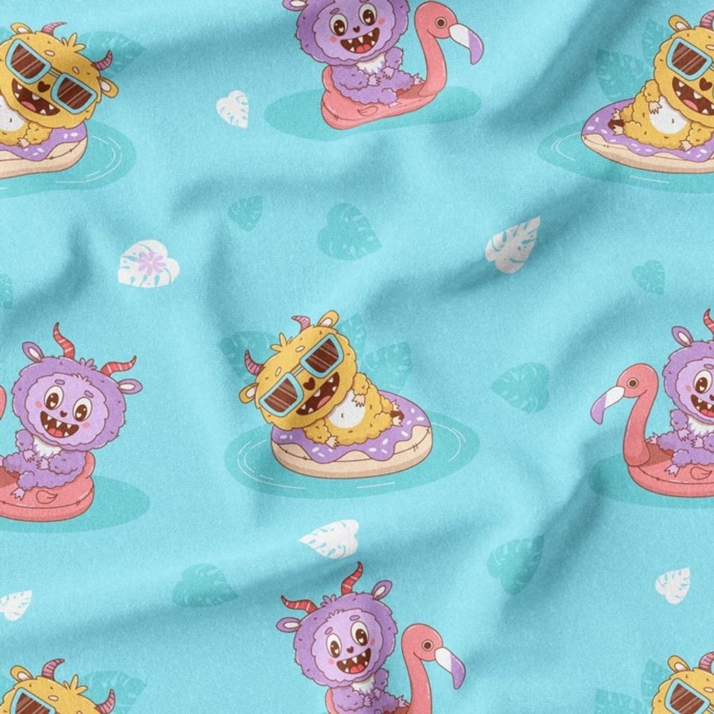 مشخصات پارچه مخمل روبالشی پارچه باما طرح لبوبو کد 5014700