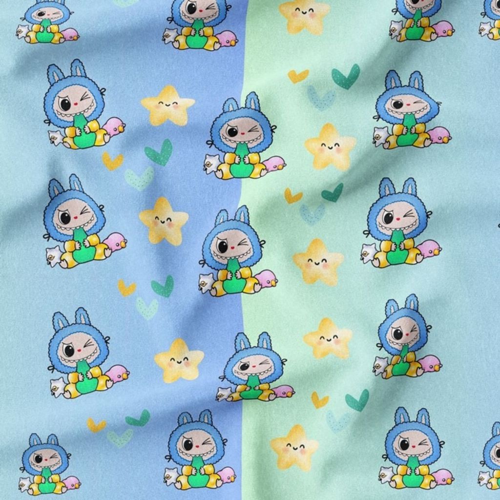 خرید انلاین پارچه مخمل روبالشی پارچه باما طرح لبوبو کد 5014701