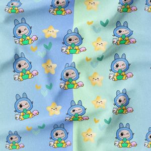 پارچه مخمل روبالشی پارچه باما طرح لبوبو کد 5014701