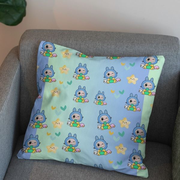 پارچه مخمل روبالشی پارچه باما طرح لبوبو کد 5014701