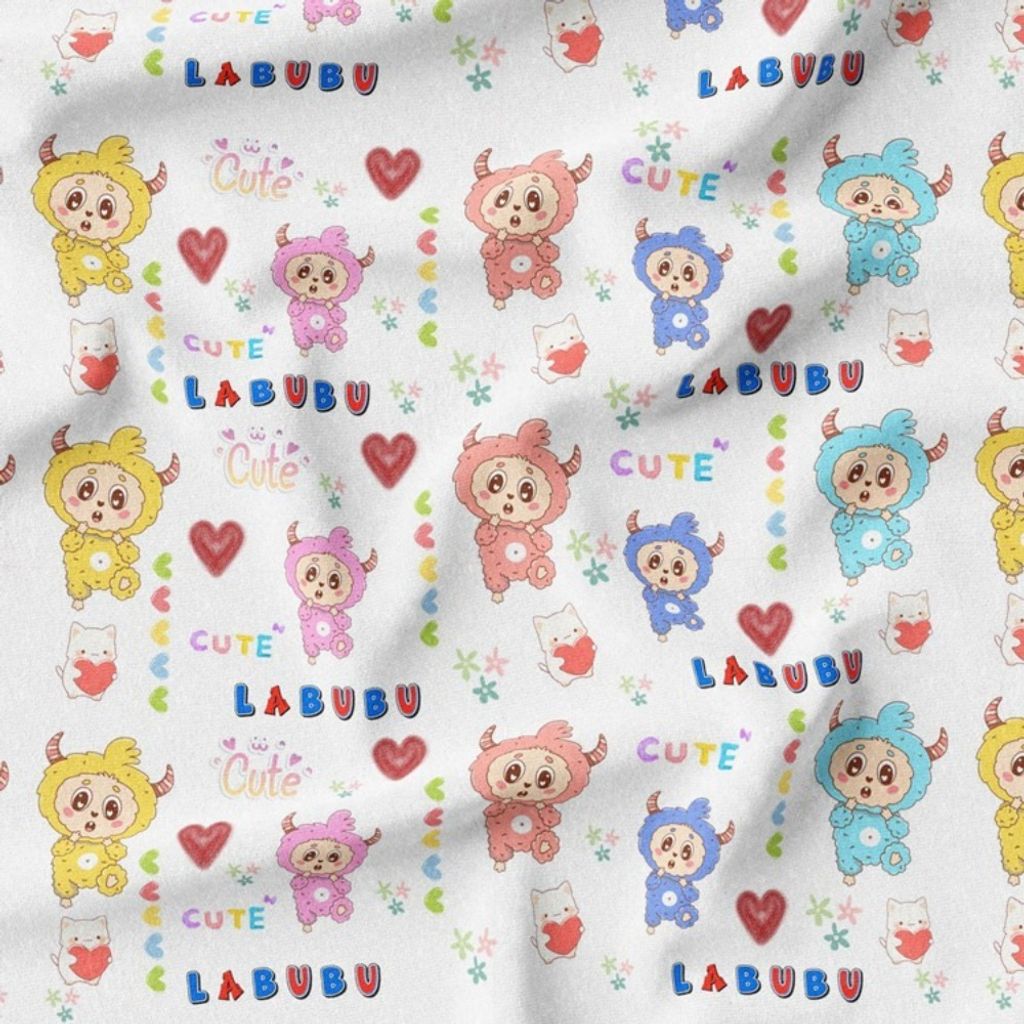 خرید آنلاین پارچه مخمل روبالشی پارچه باما طرح لبوبو کد 5014702