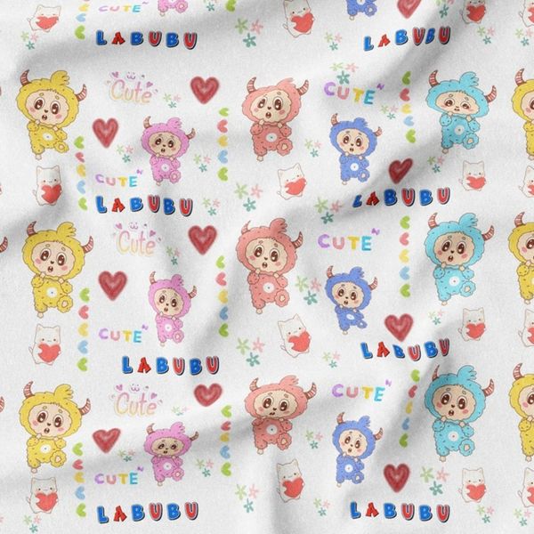 پارچه مخمل روبالشی پارچه باما طرح لبوبو کد 5014702