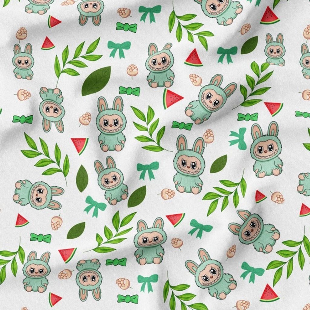 خرید اینترنتی پارچه مخمل روبالشی پارچه باما طرح لبوبو کد 5014703