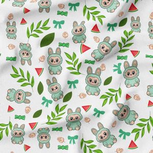 پارچه مخمل روبالشی پارچه باما طرح لبوبو کد 5014703