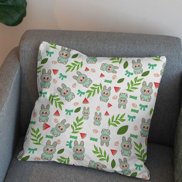 پارچه مخمل روبالشی پارچه باما طرح لبوبو کد 5014703