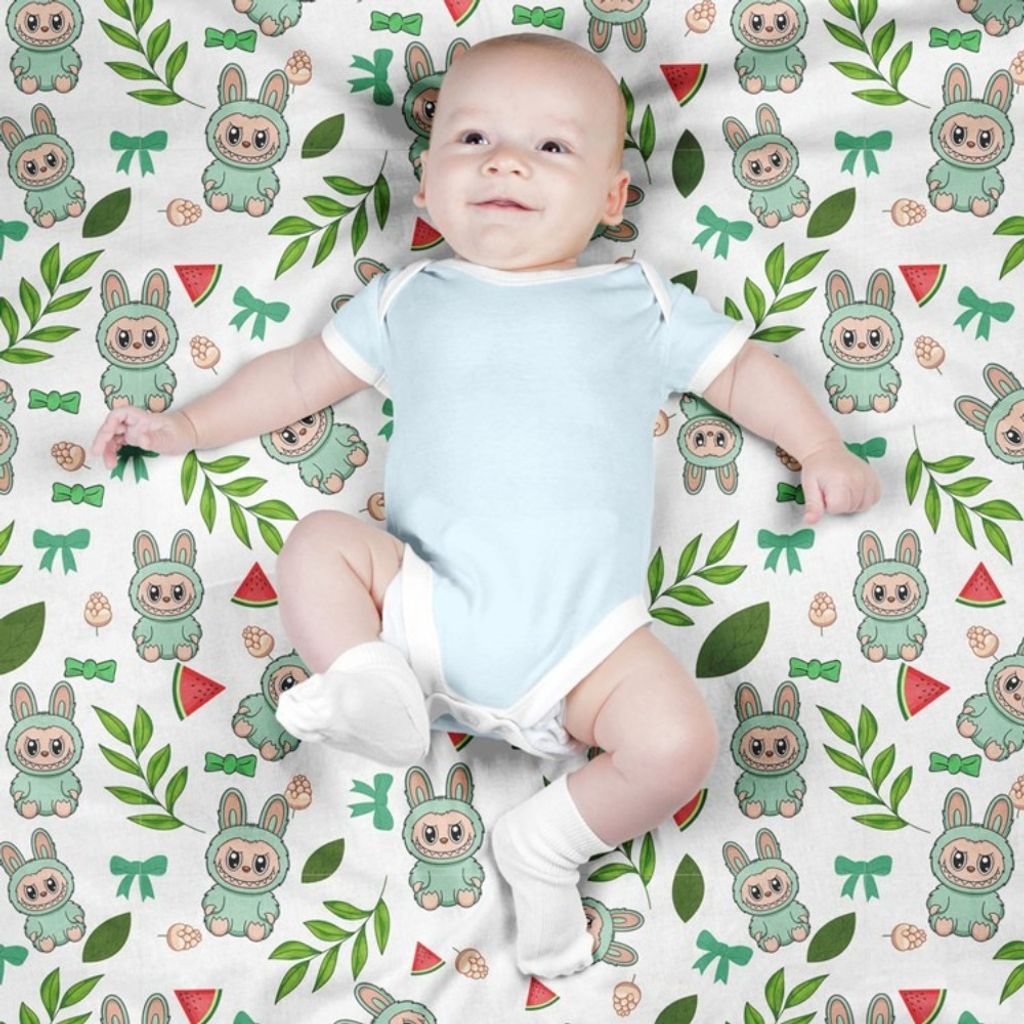 قیمت ارزان پارچه مخمل روبالشی پارچه باما طرح لبوبو کد 5014703