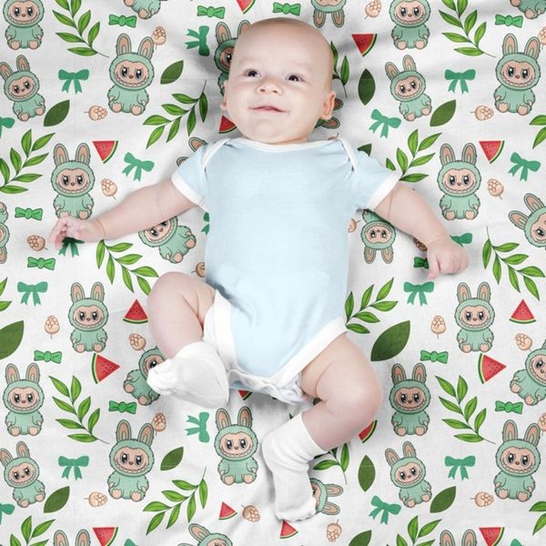 پارچه مخمل روبالشی پارچه باما طرح لبوبو کد 5014703